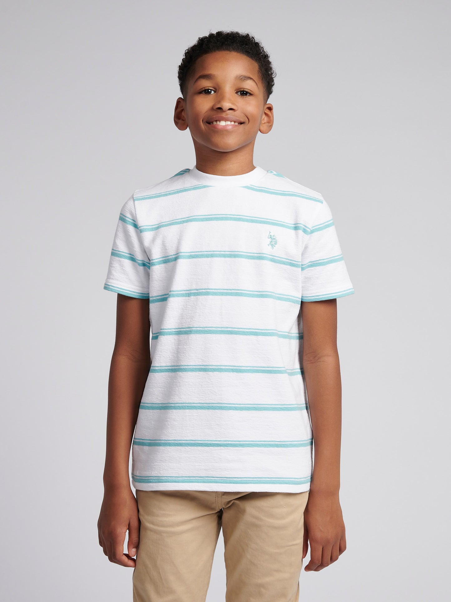 Boys Terry Stripe T-Shirt in Bright White