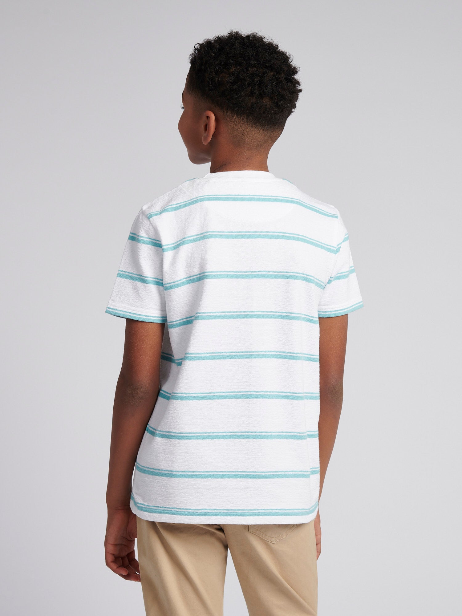 Boys Terry Stripe T-Shirt in Bright White