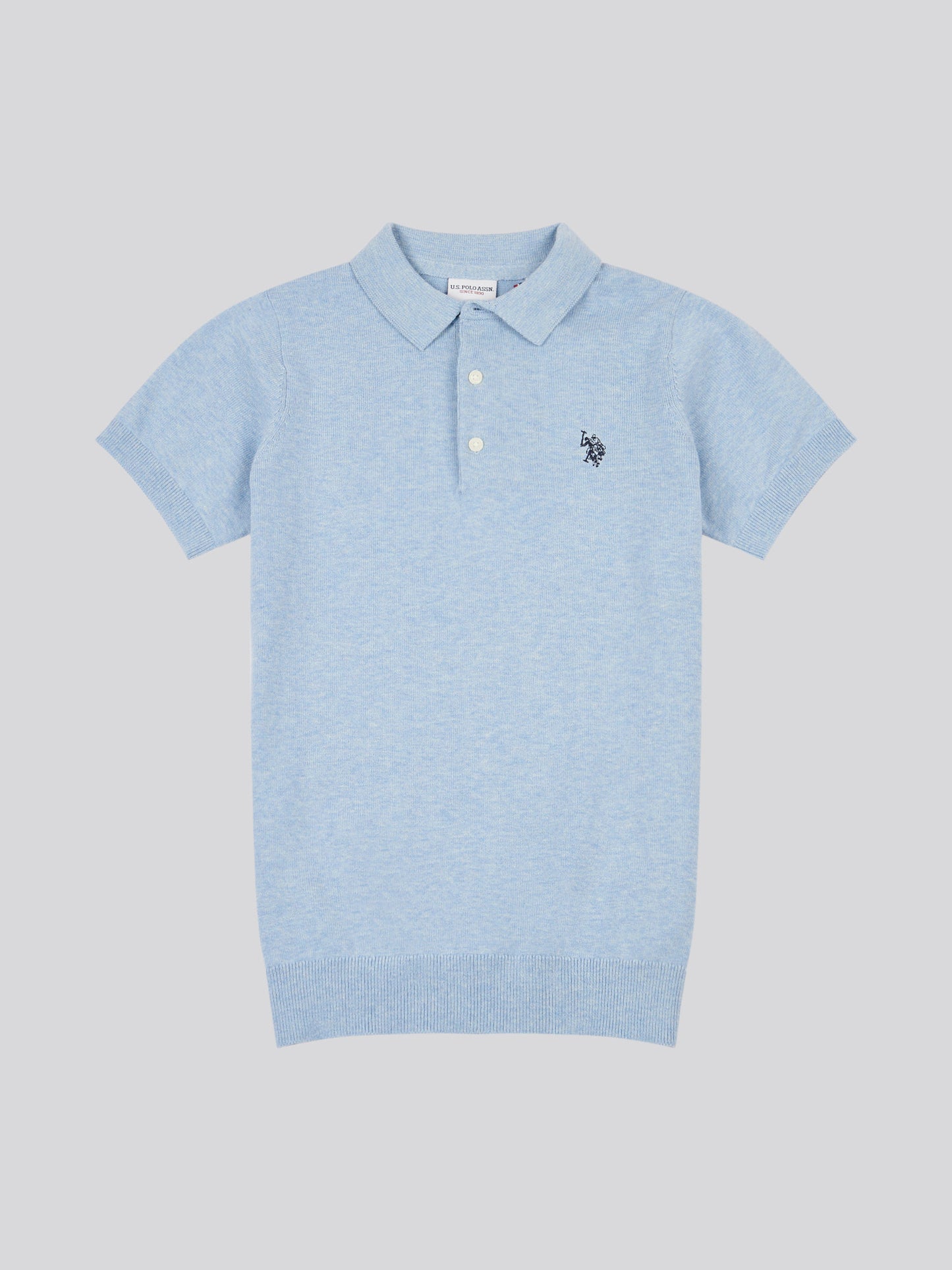 Boys Combed Cotton Polo Shirt in Parisian Blue Marl