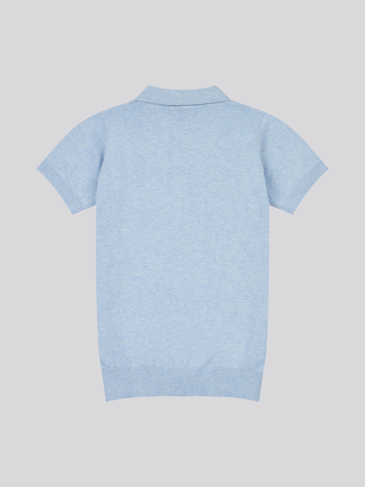 Boys Combed Cotton Polo Shirt in Parisian Blue Marl