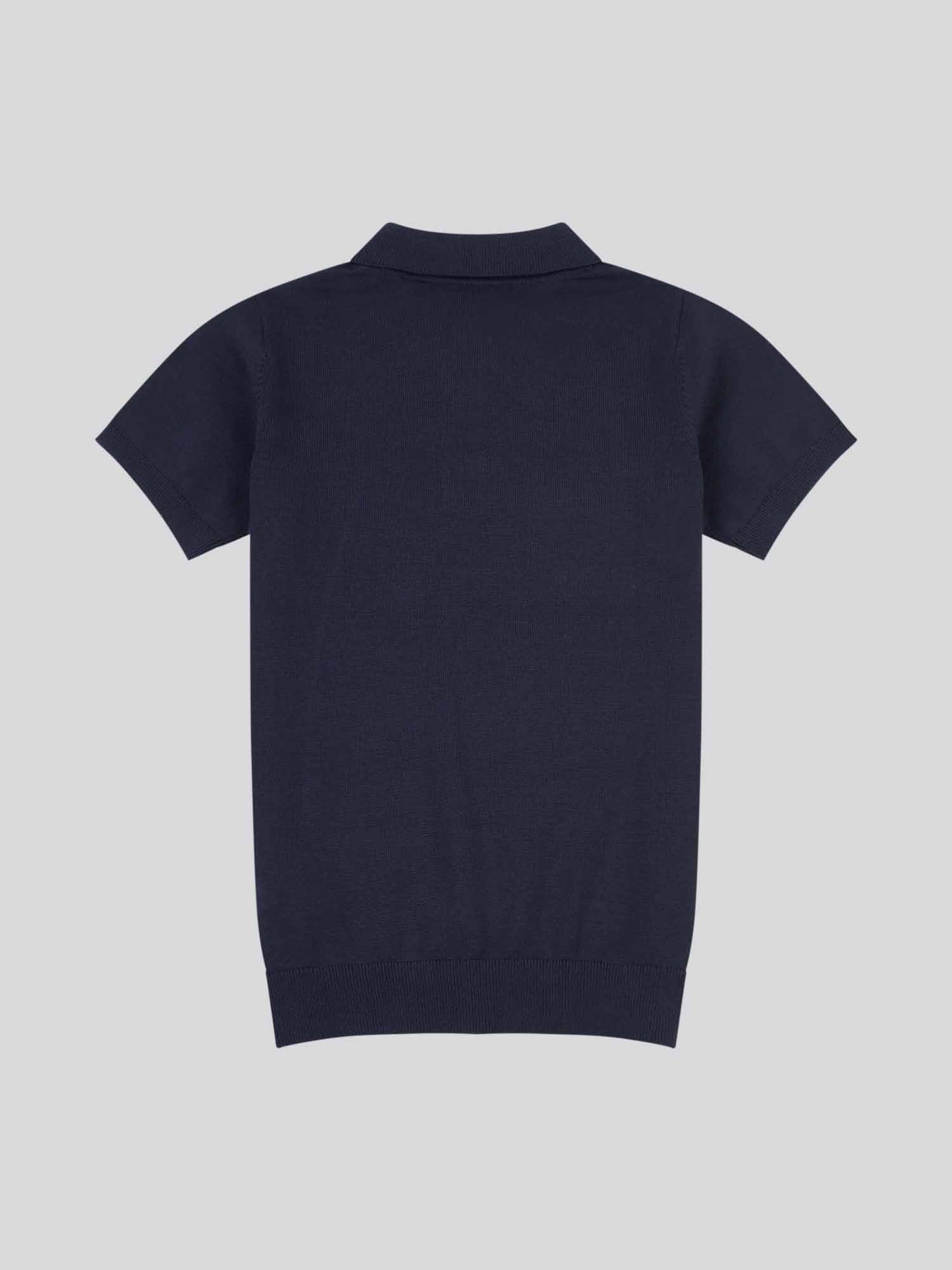 Boys Combed Cotton Polo Shirt in Dark Sapphire Navy / Haute Red DHM