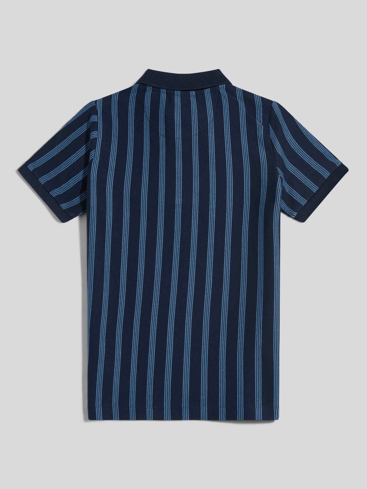 Boys Vertical Stripe Polo Shirt Dark Sapphire Navy / Moonlight Blue DHM