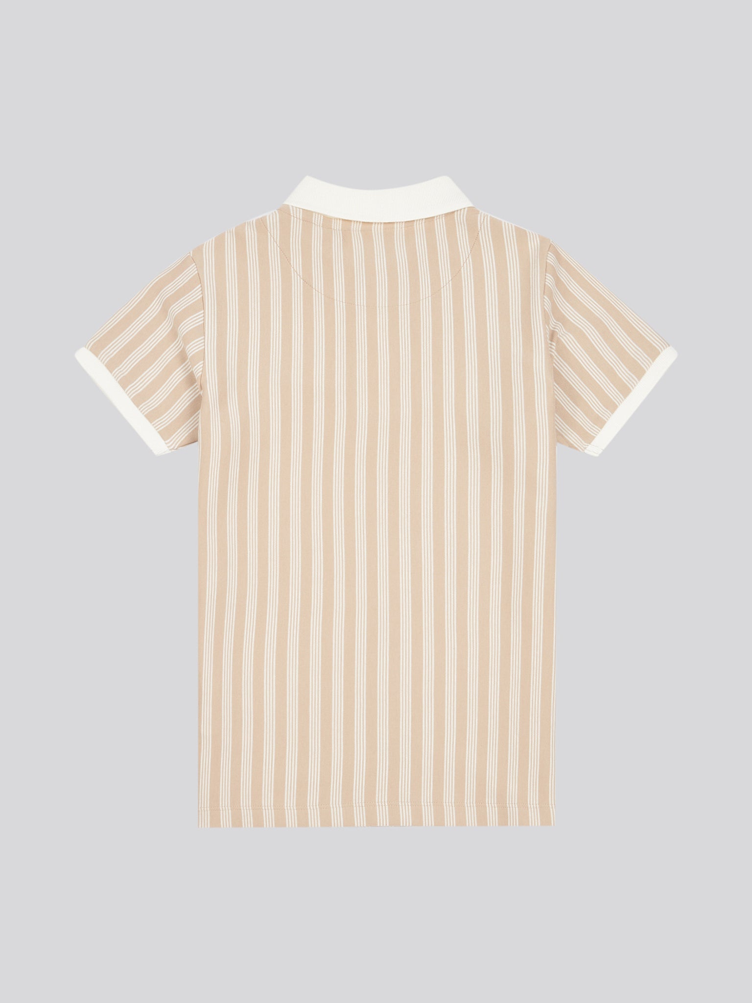 Boys Vertical Stripe Polo Shirt in Doeskin
