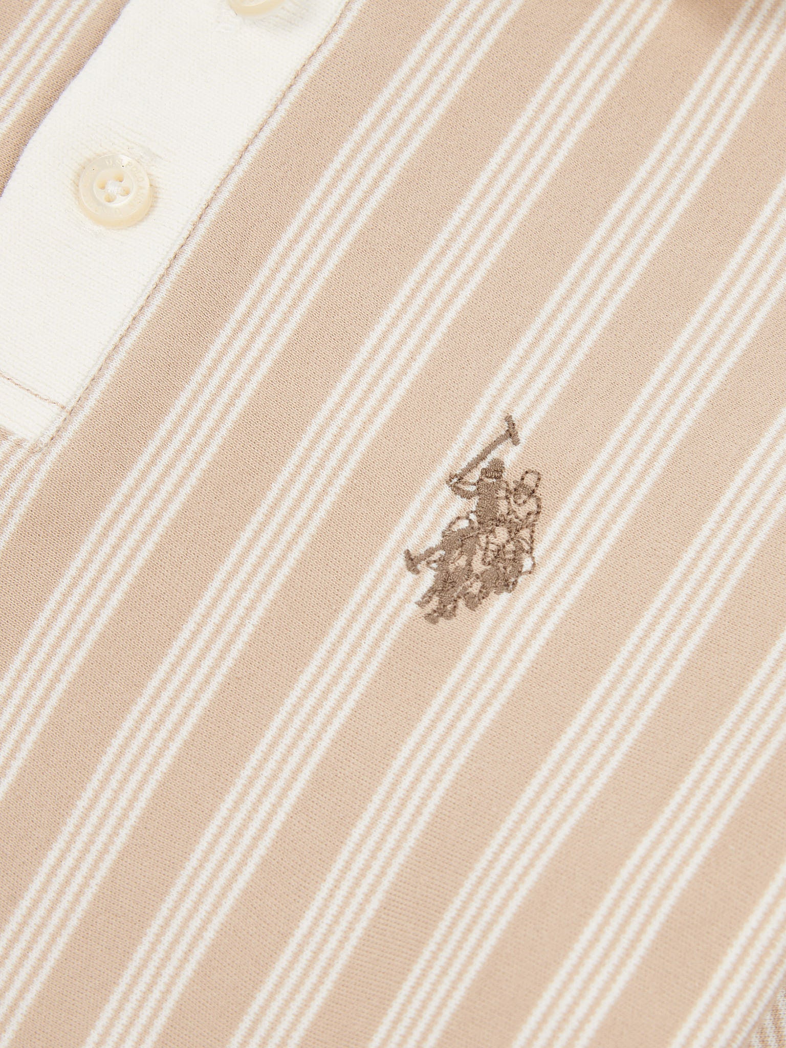 Boys Vertical Stripe Polo Shirt in Doeskin