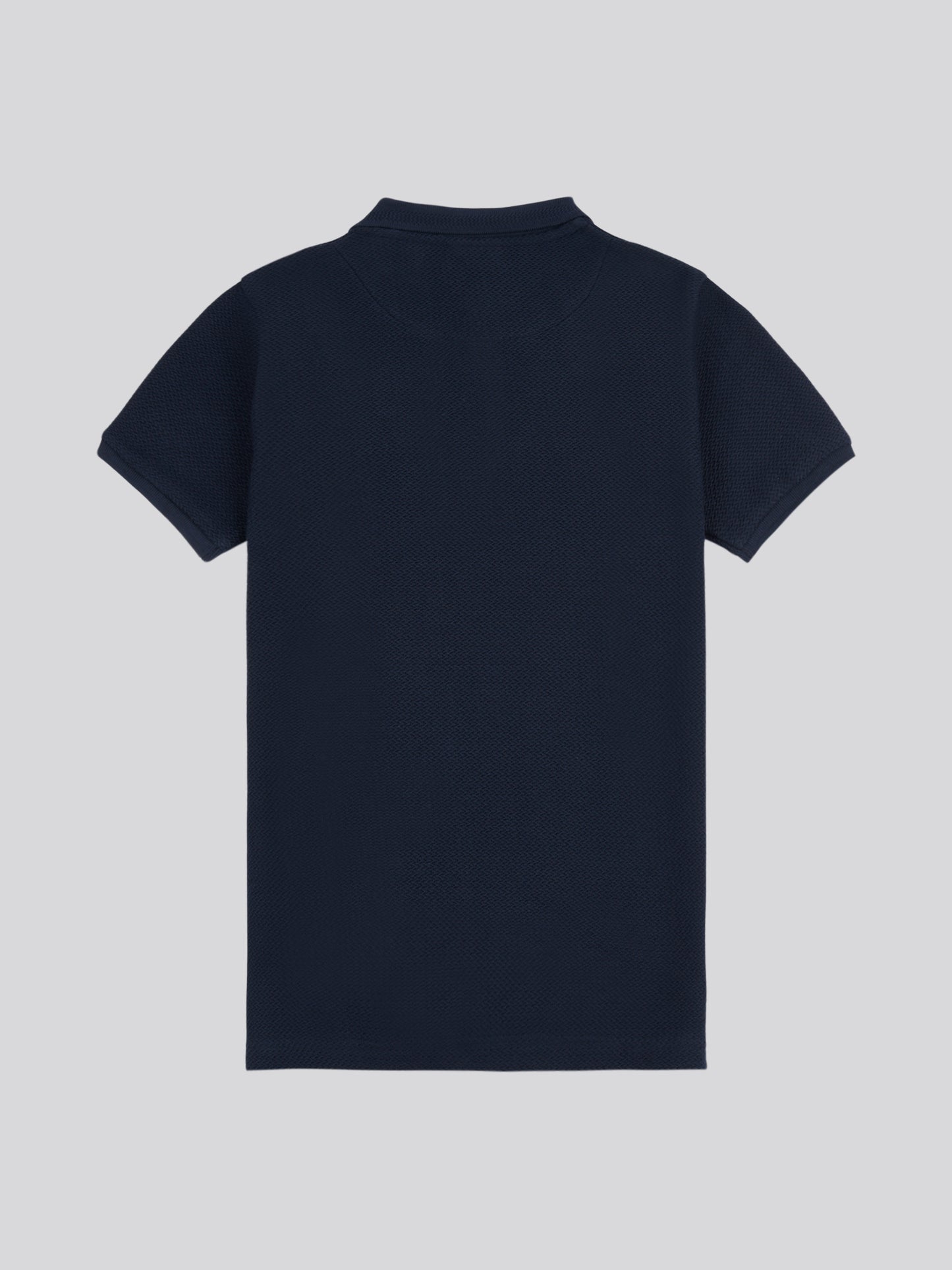 Boys Texture Double Horsemen Polo Shirt Dark Sapphire Navy