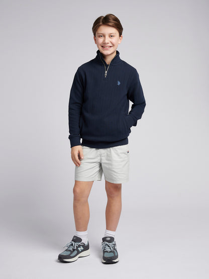 Boys Vertical Texture Sweat Funnel in Dark Sapphire Navy / Moonlight Blue DHM