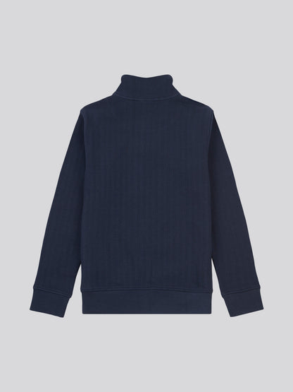 Boys Vertical Texture Sweat Funnel in Dark Sapphire Navy / Moonlight Blue DHM