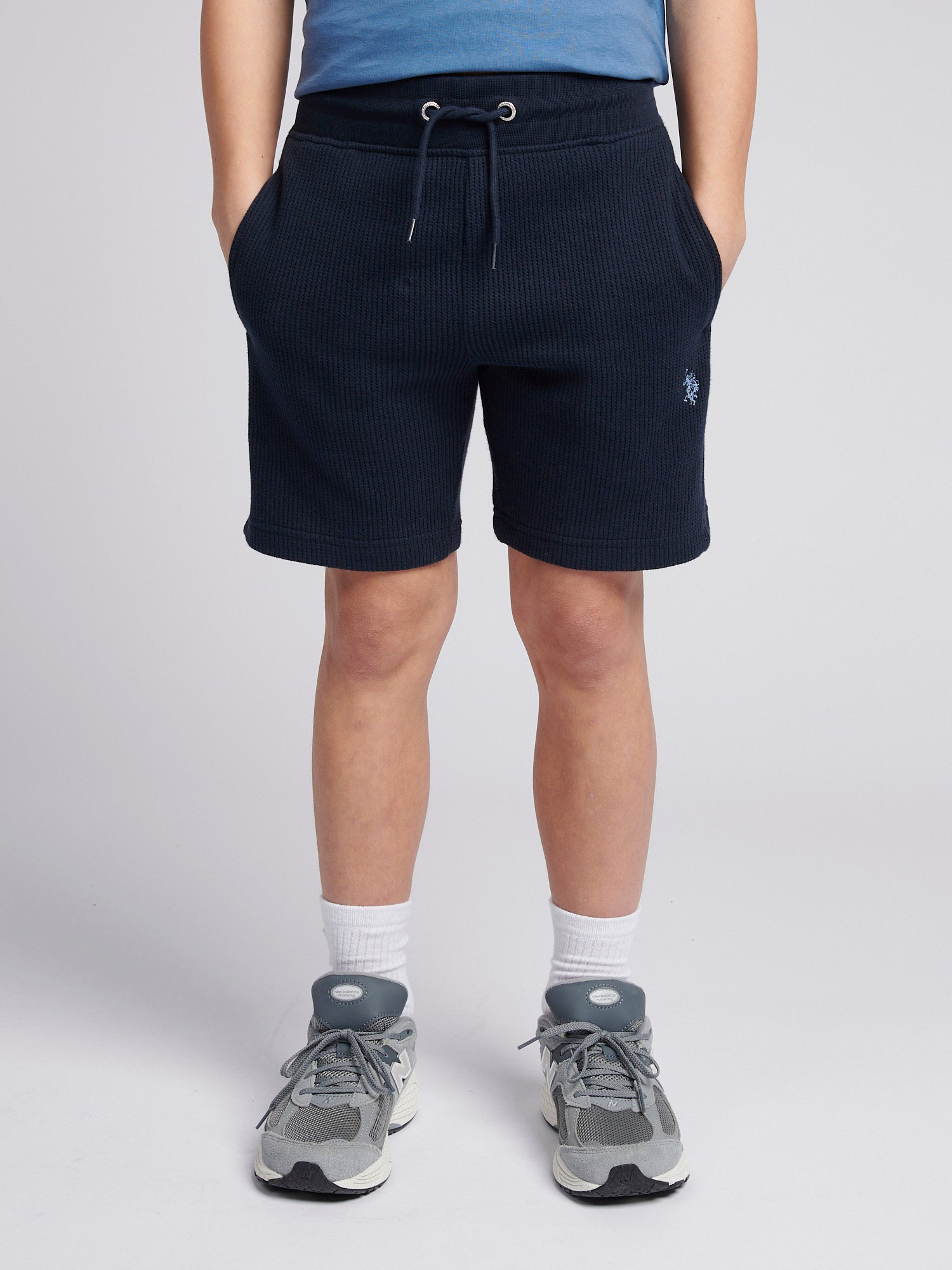 Boys Waffle Texture Short in Dark Sapphire Navy / Moonlight Blue DHM