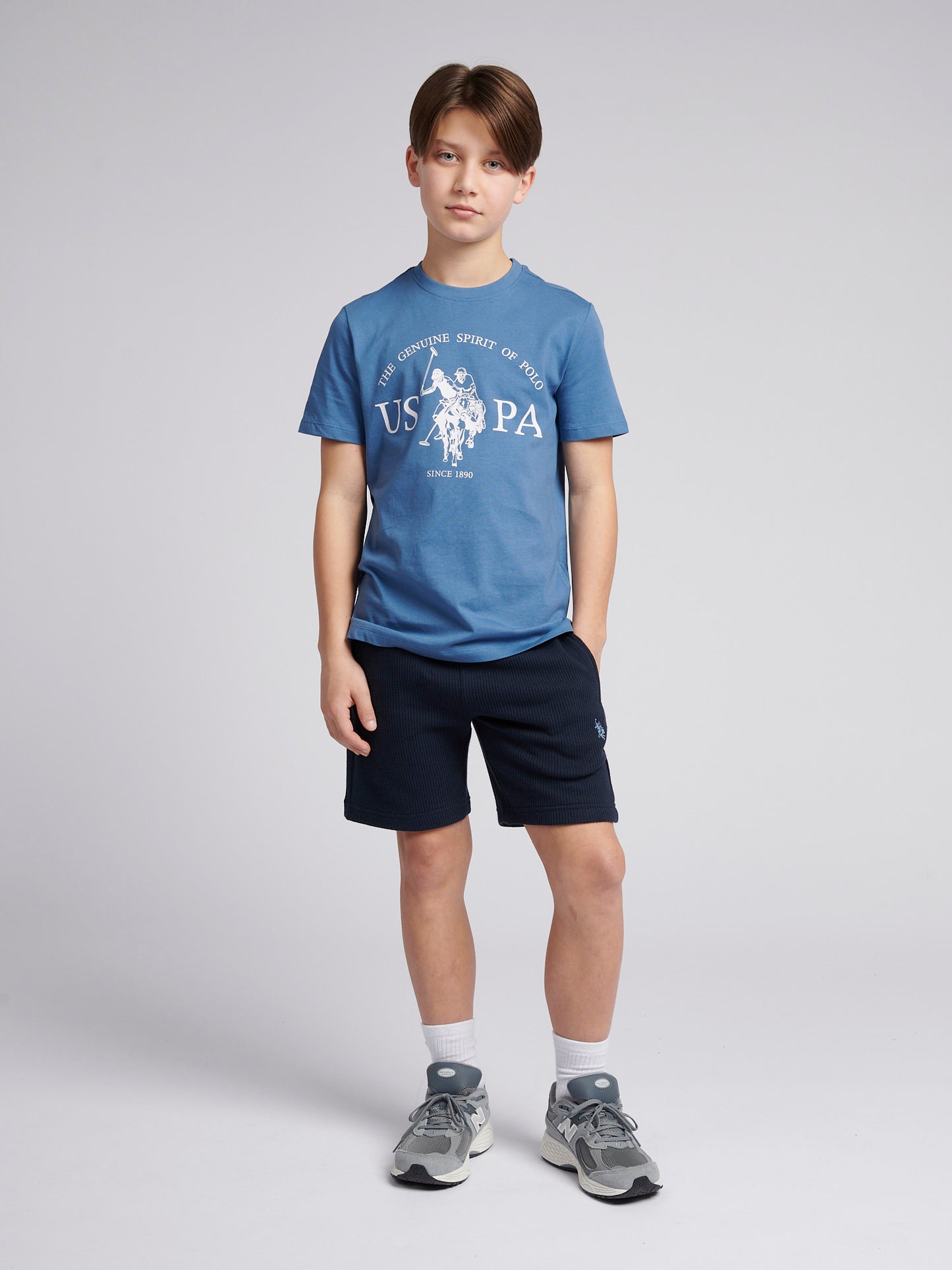 Boys Waffle Texture Short in Dark Sapphire Navy / Moonlight Blue DHM