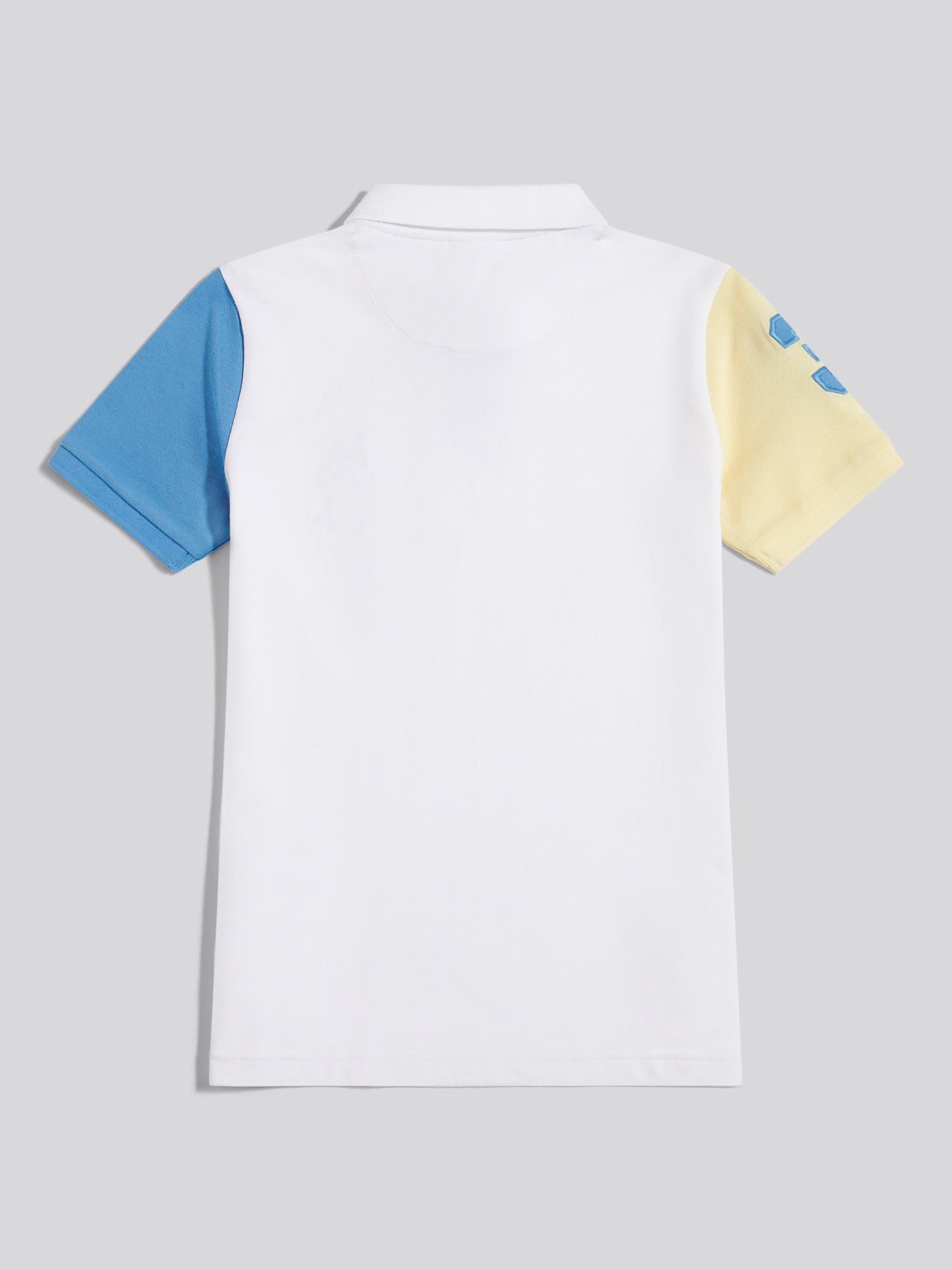 Boys Player 3 Colour Block Pique Polo Shirt Bright White