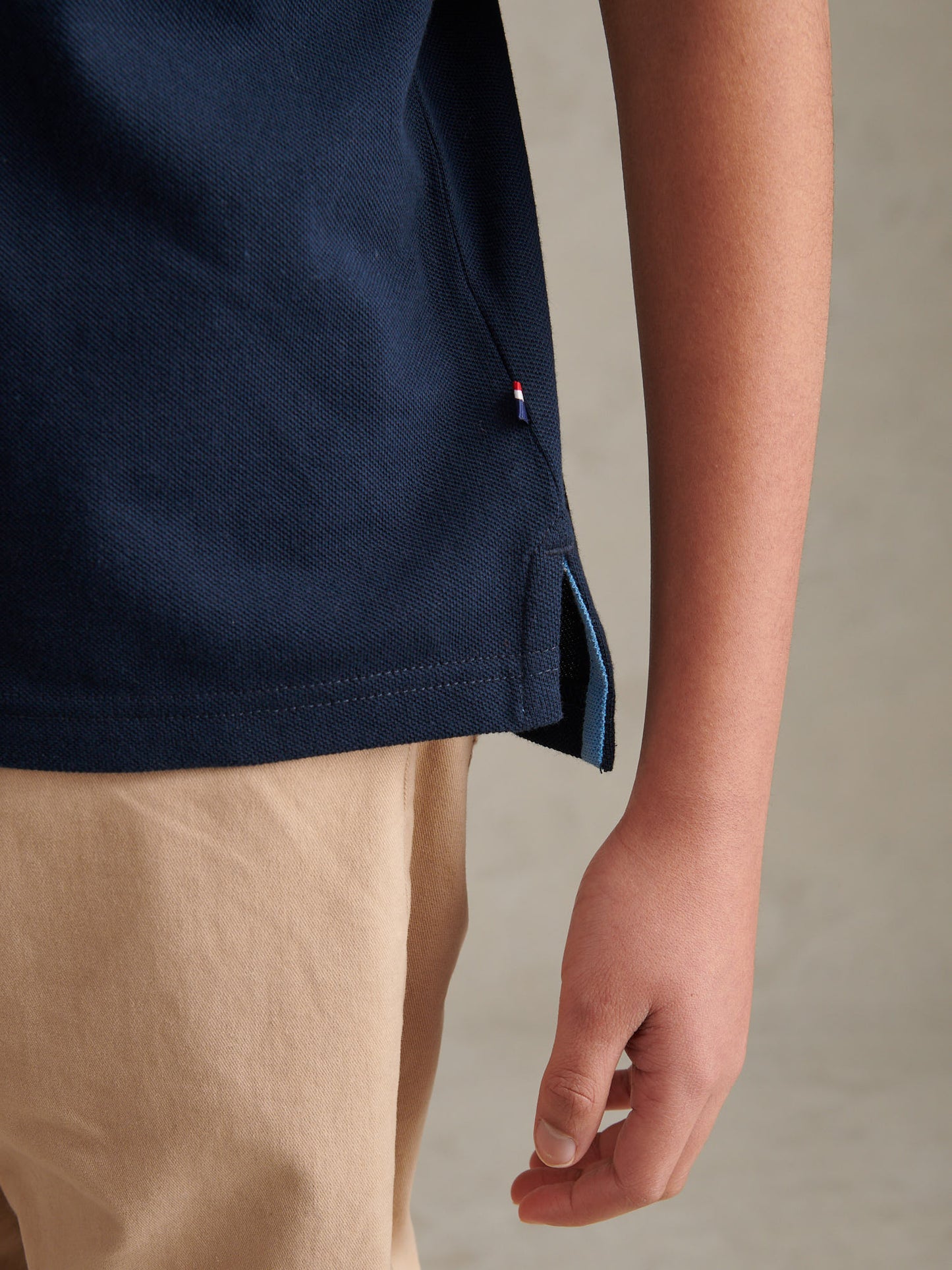 Boys Player 3 Colour Block Pique Polo Shirt Dark Sapphire Navy