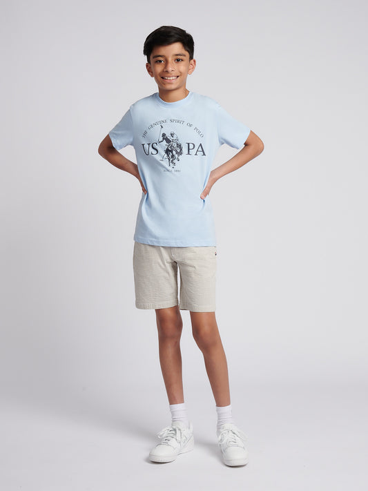 Boys USPA Print Graphic T-Shirt in Chambray Blue
