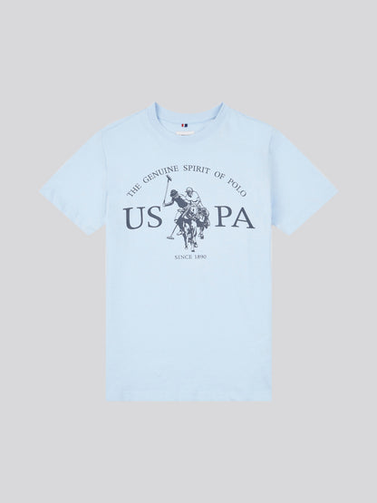 Boys USPA Print Graphic T-Shirt in Chambray Blue