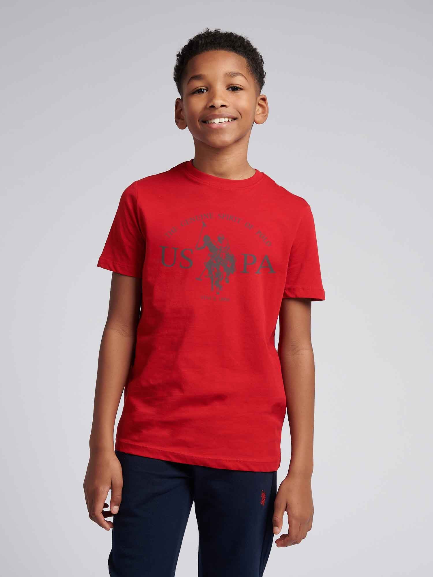 Boys USPA Print Graphic T-Shirt in Haute Red