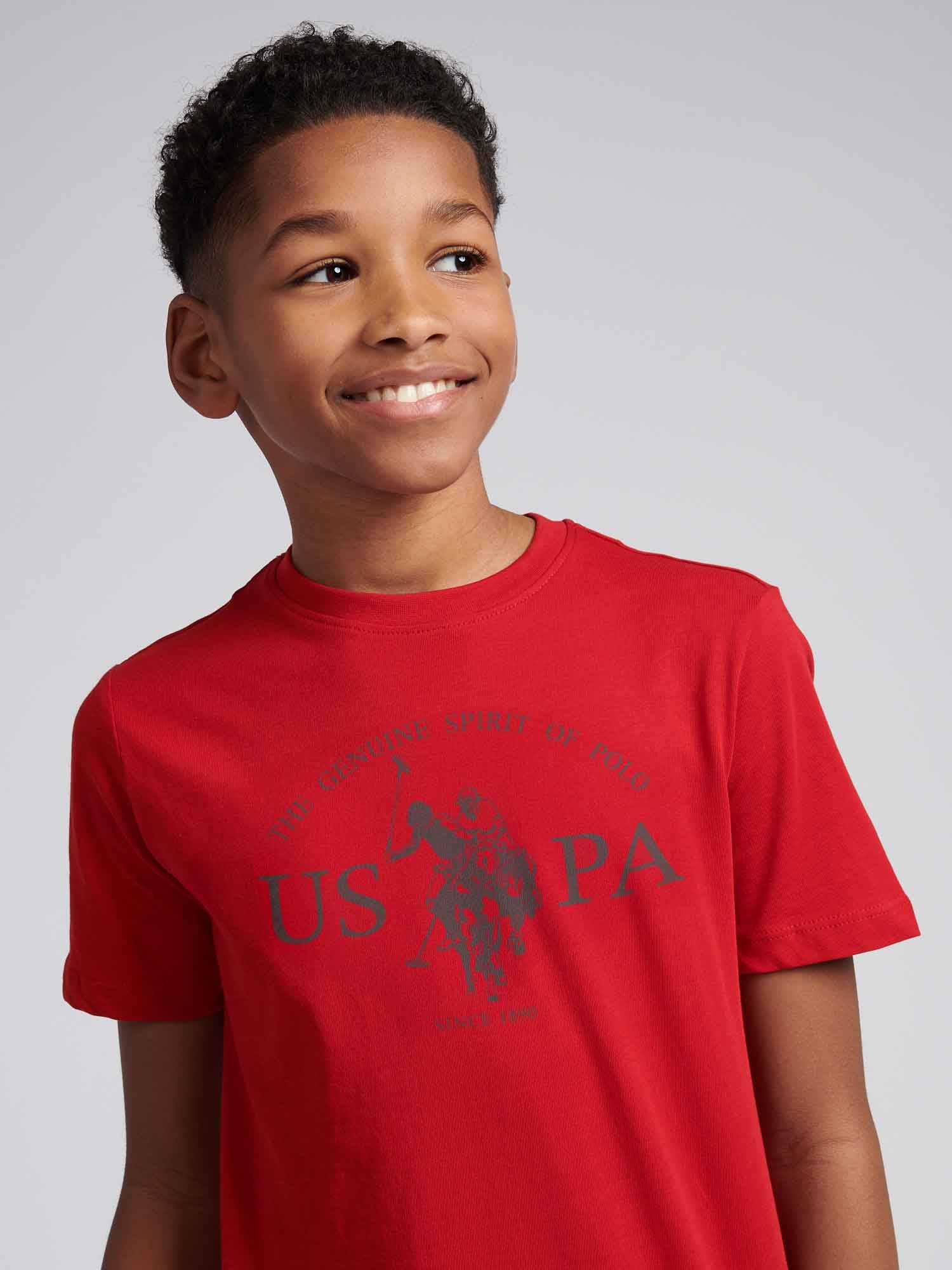 Boys USPA Print Graphic T-Shirt in Haute Red