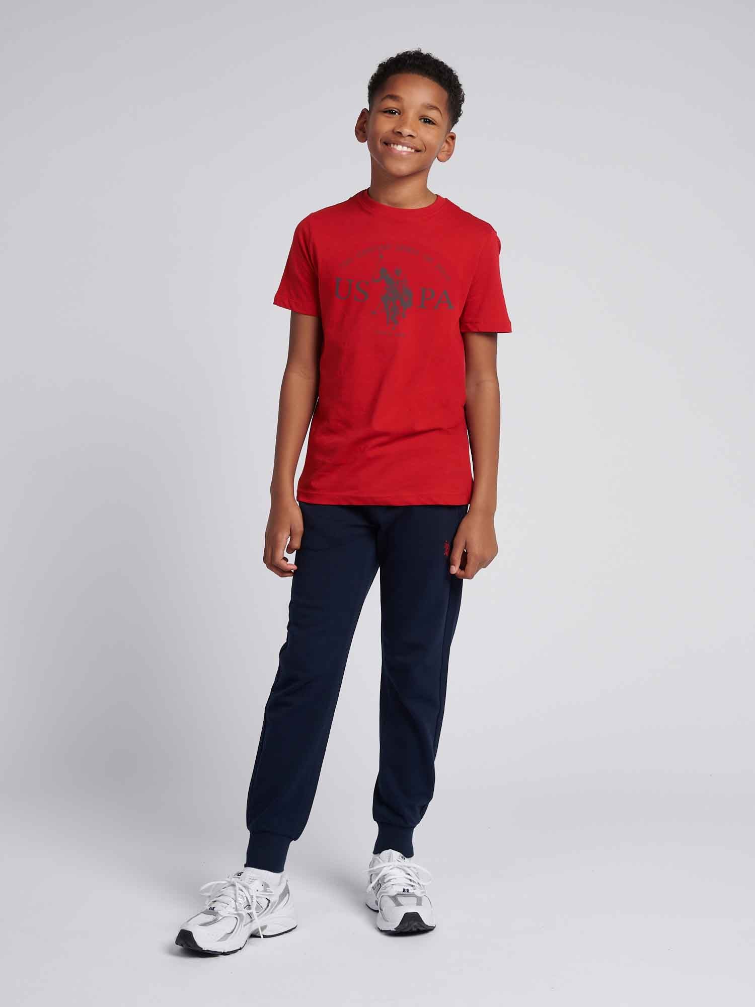 Boys USPA Print Graphic T-Shirt in Haute Red