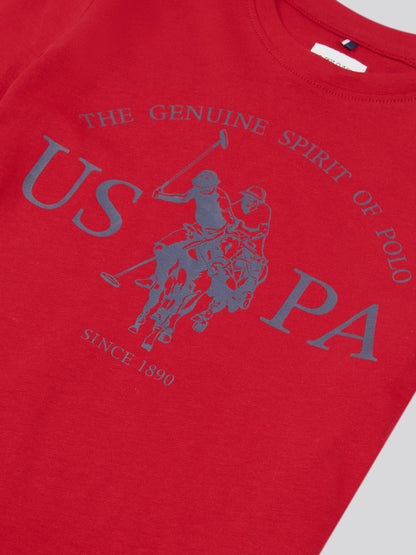 Boys USPA Print Graphic T-Shirt in Haute Red