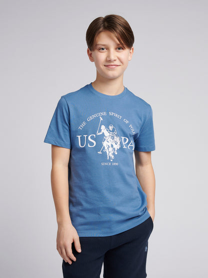 Boys USPA Print Graphic T-Shirt in Blue Horizon