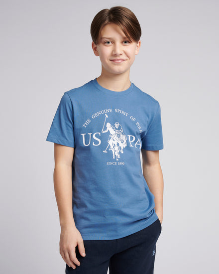 Boys USPA Print Graphic T-Shirt in Blue Horizon