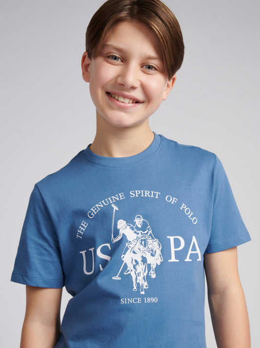 Boys USPA Print Graphic T-Shirt in Blue Horizon