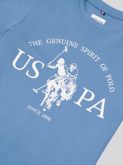 Boys USPA Print Graphic T-Shirt in Blue Horizon