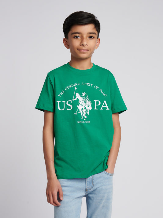 Boys USPA Print Graphic T-Shirt in Lush Meadow