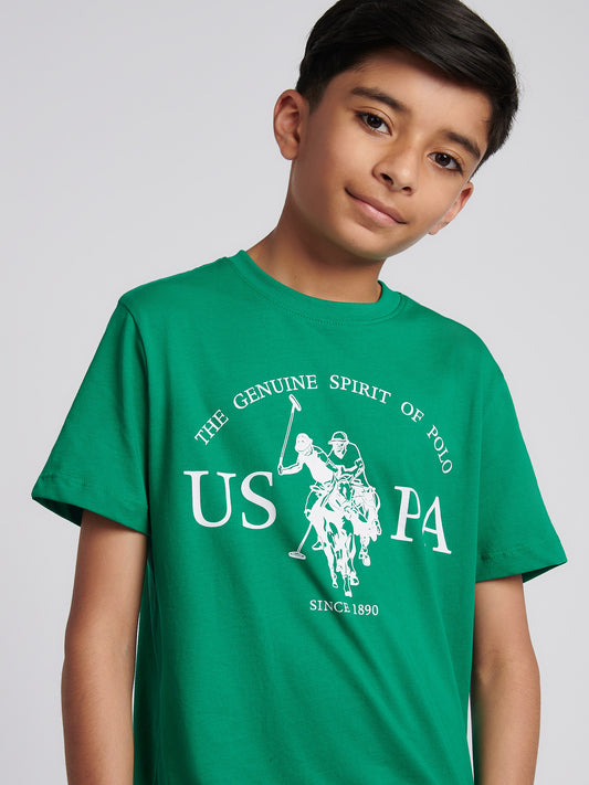 Boys USPA Print Graphic T-Shirt in Lush Meadow