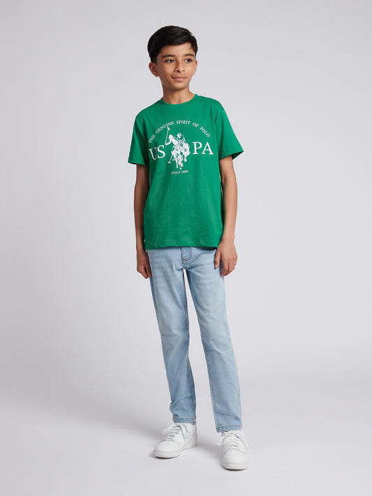 Boys USPA Print Graphic T-Shirt in Lush Meadow