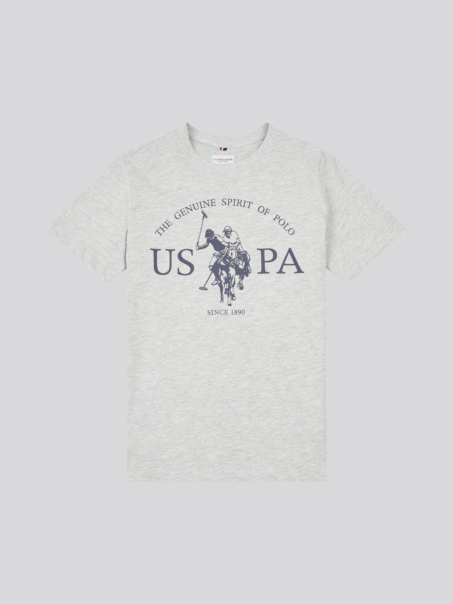 Boys USPA Print Graphic T-Shirt in Mid Grey Marl