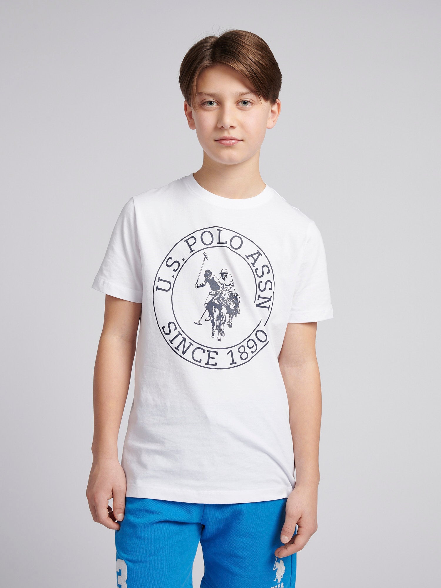 Boys USPA Circle Print T-Shirt in Bright White