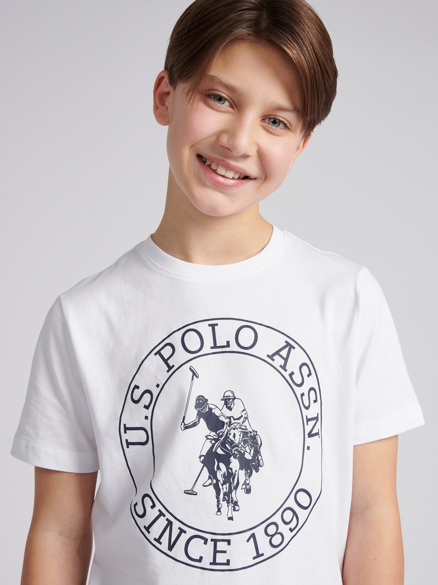 Boys USPA Circle Print T-Shirt in Bright White