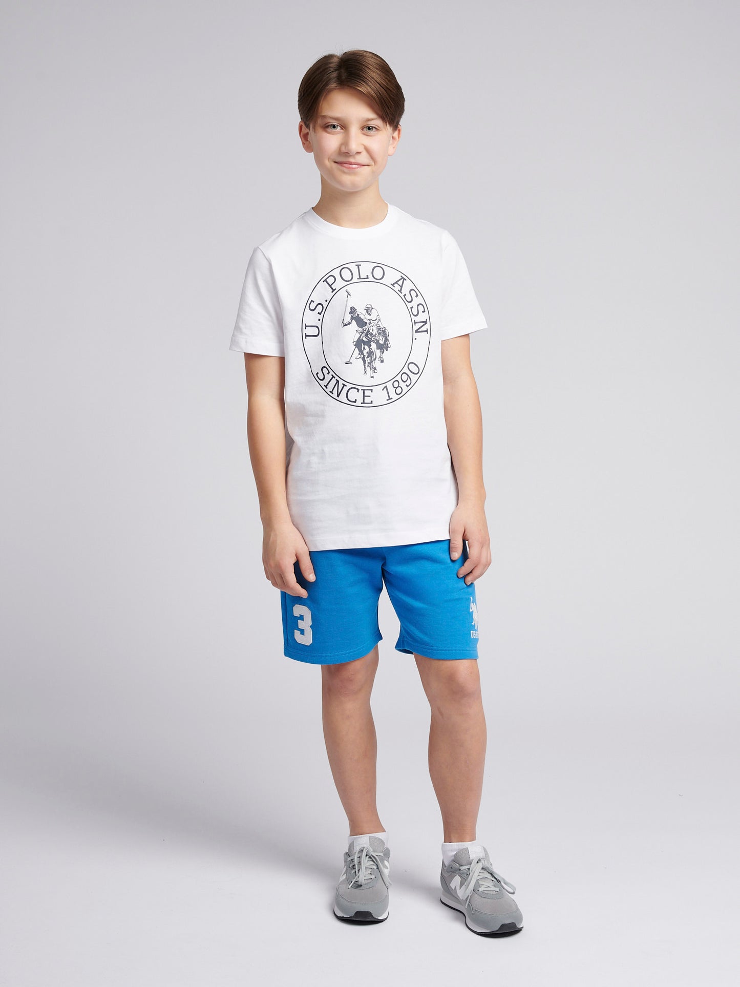 Boys USPA Circle Print T-Shirt in Bright White