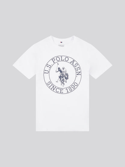 Boys USPA Circle Print T-Shirt in Bright White