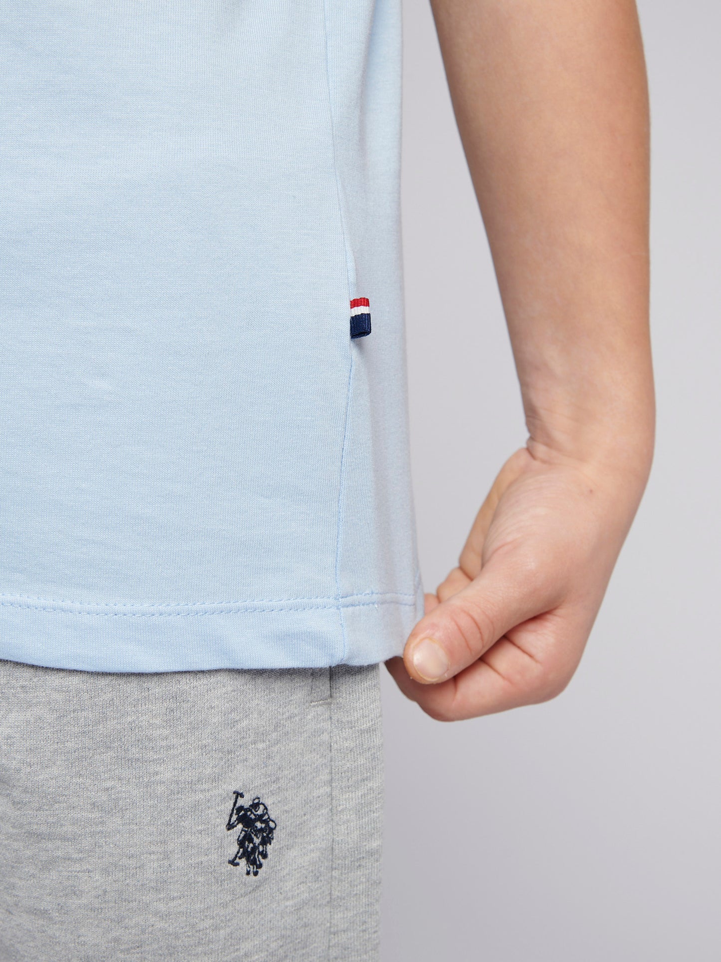 Boys USPA Circle Print T-Shirt in Chambray Blue