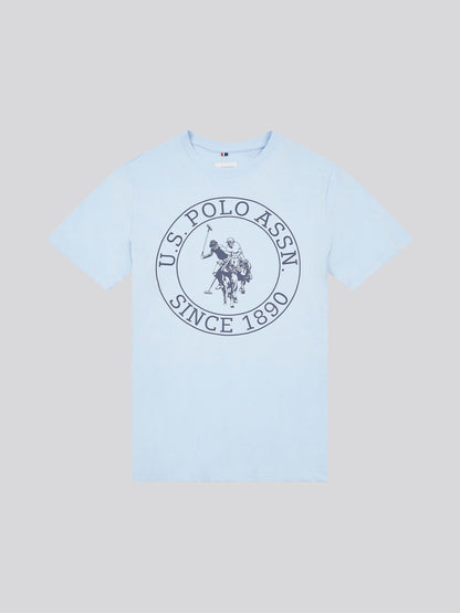 Boys USPA Circle Print T-Shirt in Chambray Blue