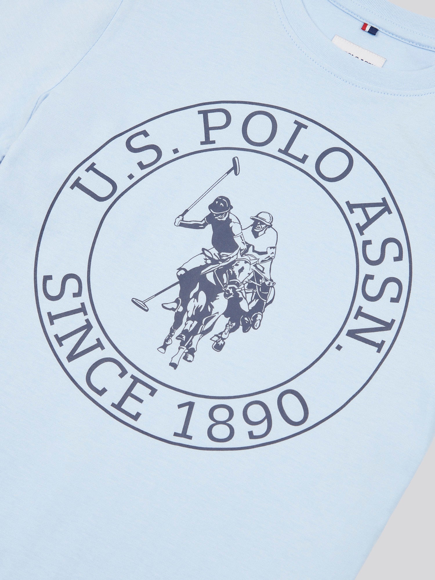 Boys USPA Circle Print T-Shirt in Chambray Blue