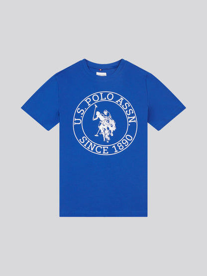 Boys USPA Circle Print T-Shirt in Sodalite Blue