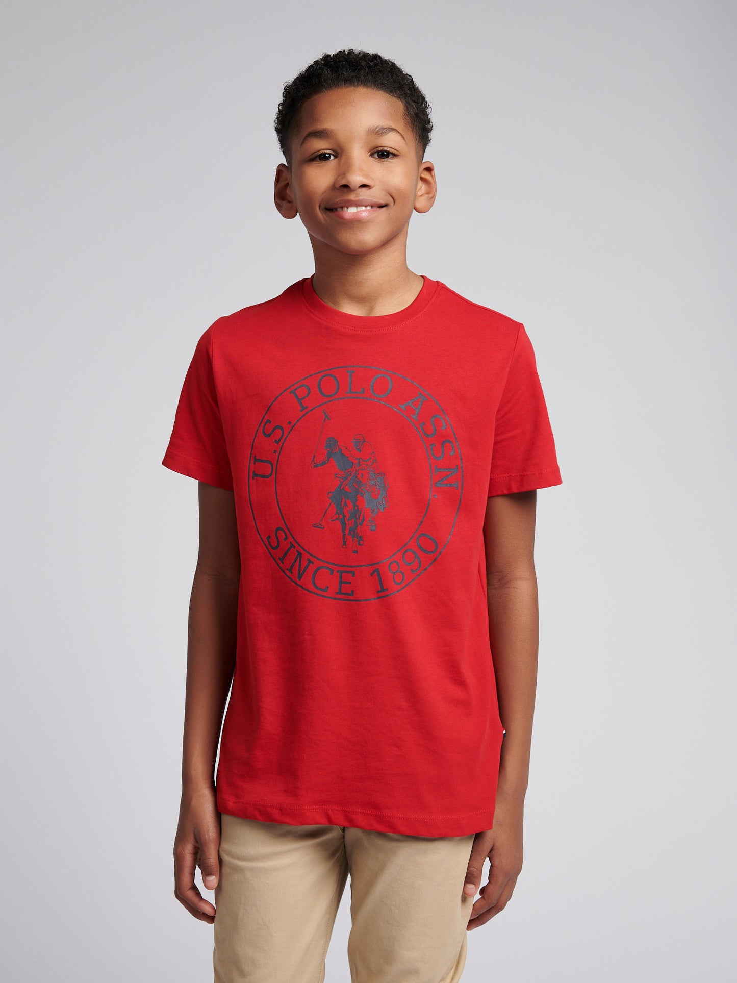 Boys USPA Circle Print T-Shirt in Haute Red