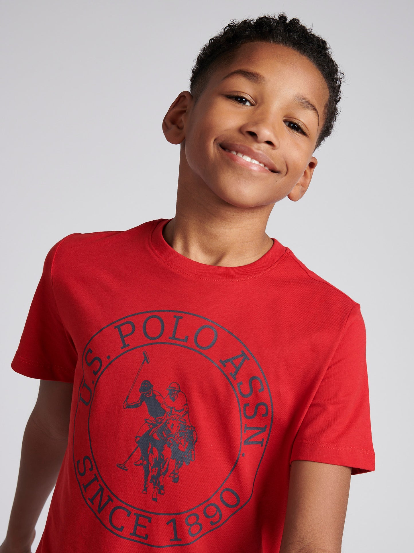 Boys USPA Circle Print T-Shirt in Haute Red