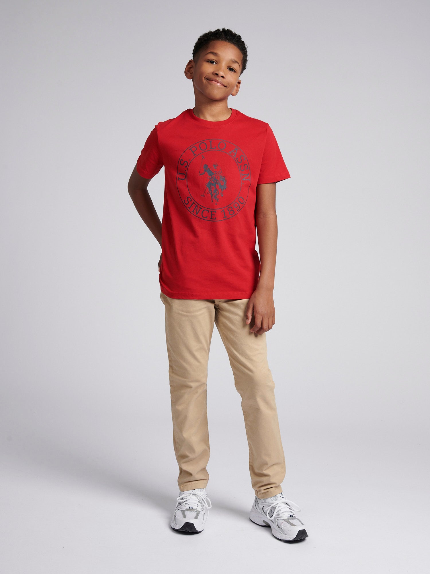 Boys USPA Circle Print T-Shirt in Haute Red