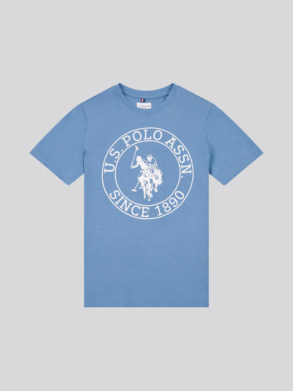 Boys USPA Circle Print T-Shirt in Blue Horizon