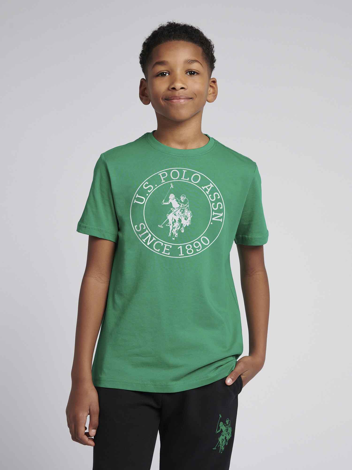 Boys USPA Circle Print T-Shirt in Lush Meadow