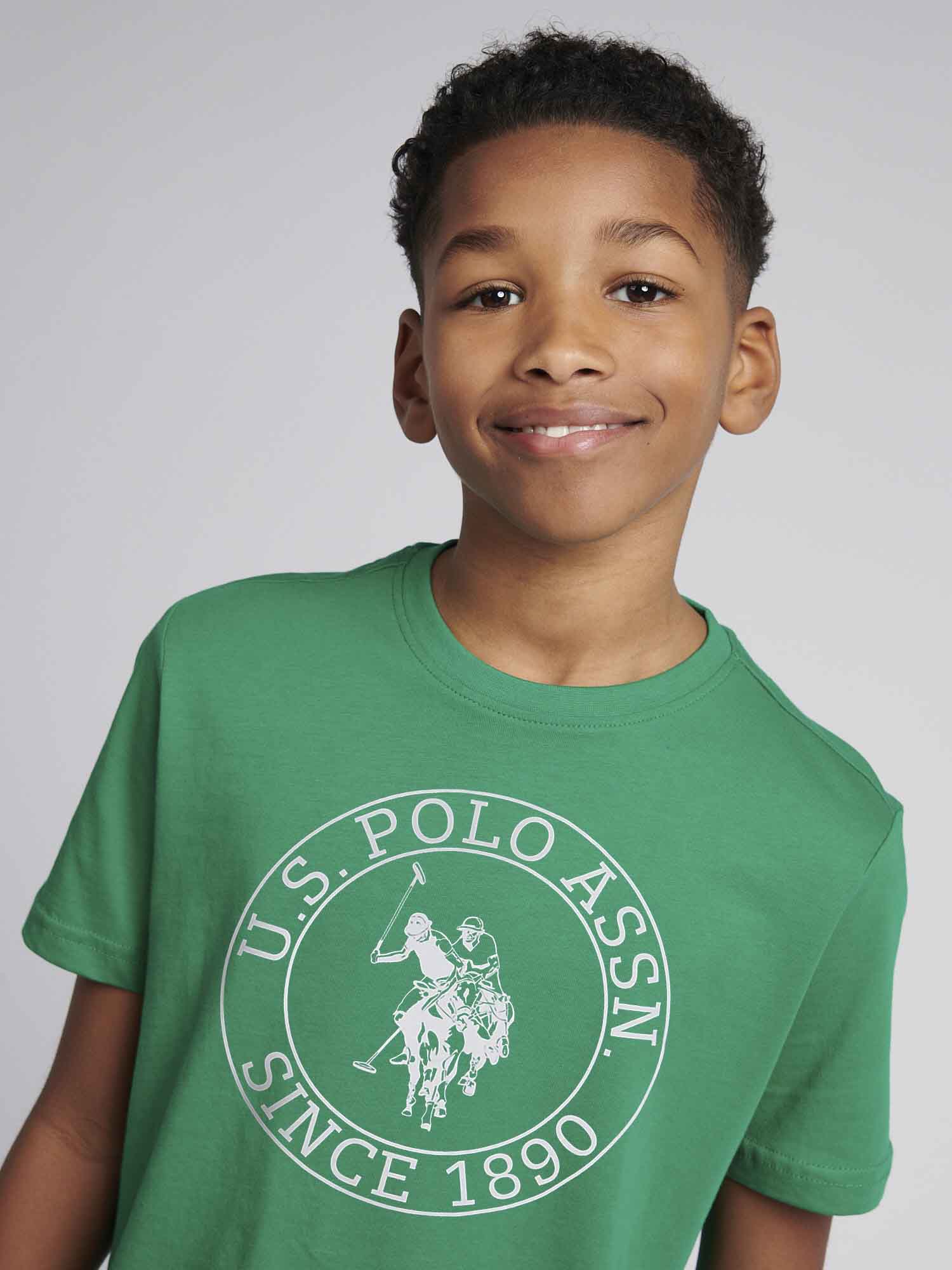 Boys USPA Circle Print T-Shirt in Lush Meadow