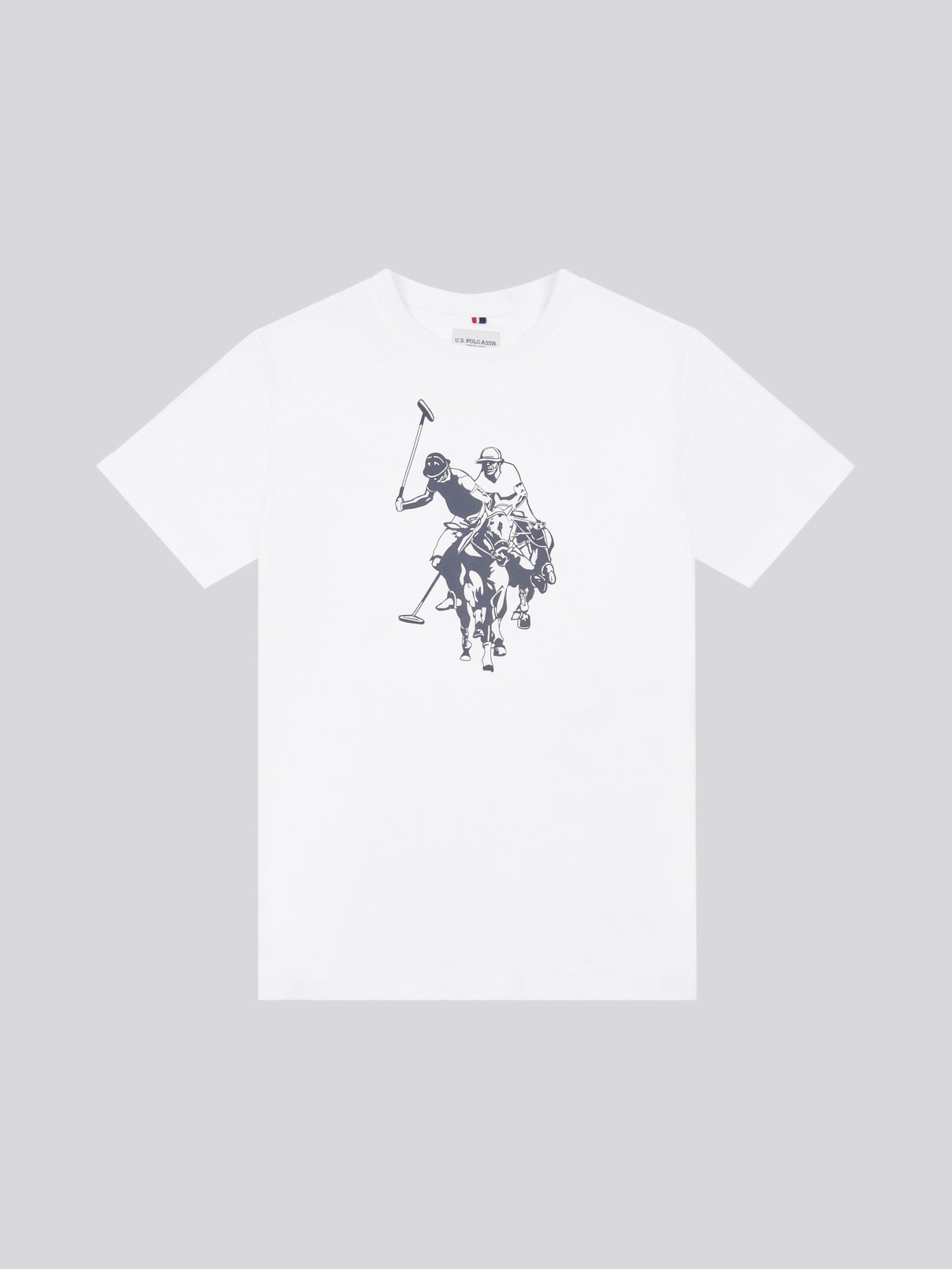 Boys Double Horsemen Graphic T-Shirt in Bright White