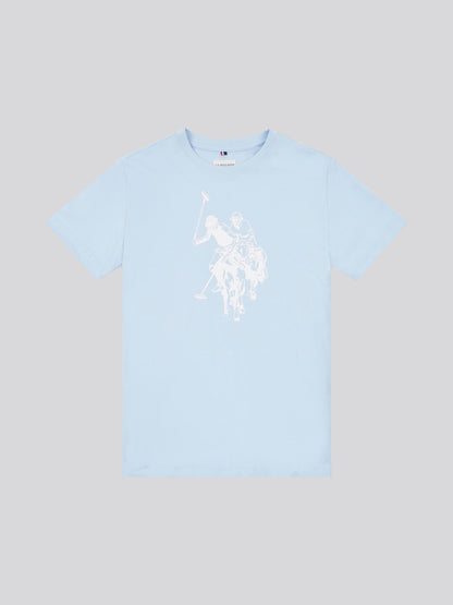 Boys Double Horsemen Graphic T-Shirt in Chambray Blue