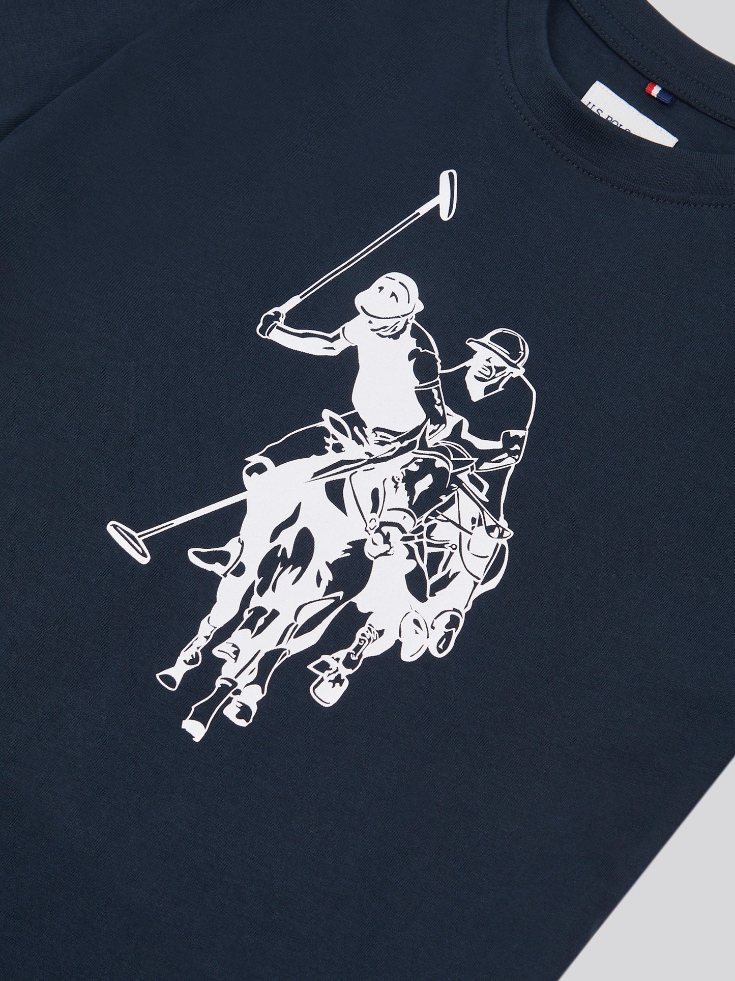 Boys Double Horsemen Graphic T-Shirt in Dark Sapphire Navy