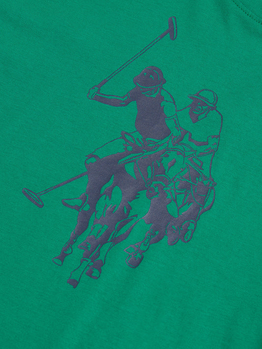 Boys Double Horsemen Graphic T-Shirt in Lush Meadow