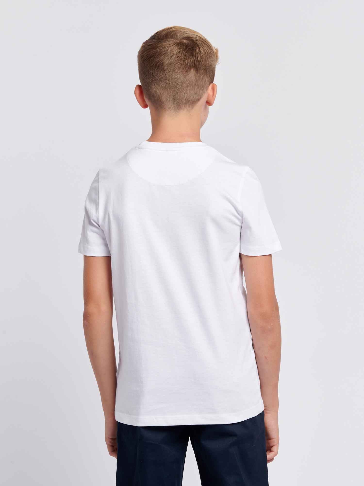 Boys Large Double Horsemen Graphic T-Shirt in Bright White