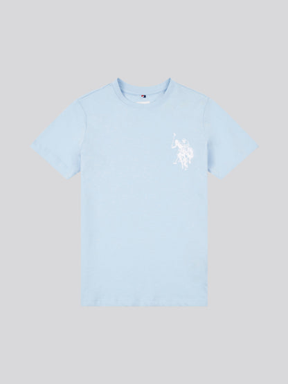 Boys Large Double Horsemen Graphic T-Shirt in Chambray Blue