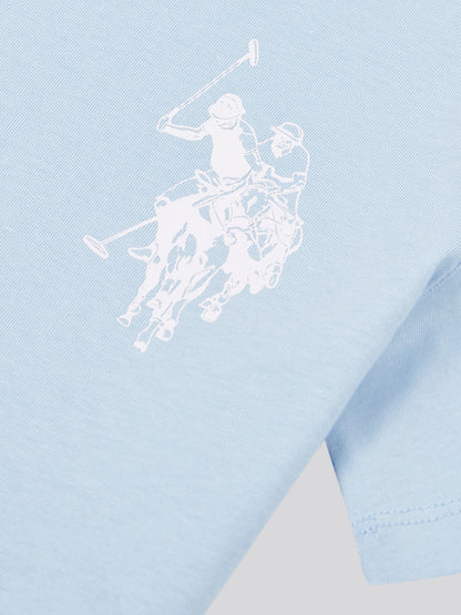 Boys Large Double Horsemen Graphic T-Shirt in Chambray Blue